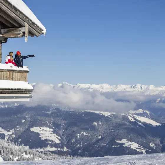 View from an alpine hut in winter (c) Martin Luegger. View from an alpine hut in winter (c) Martin Luegger.