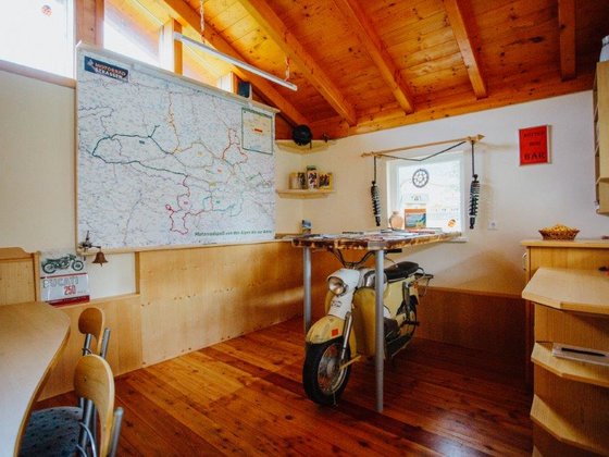 Bikerhütter at the Hotel Garni Zerza.