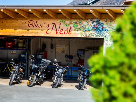 Biker Nest for Motorcycles at Hotel Garni Zerza. Biker Nest for Motorcycles at Hotel Garni Zerza.