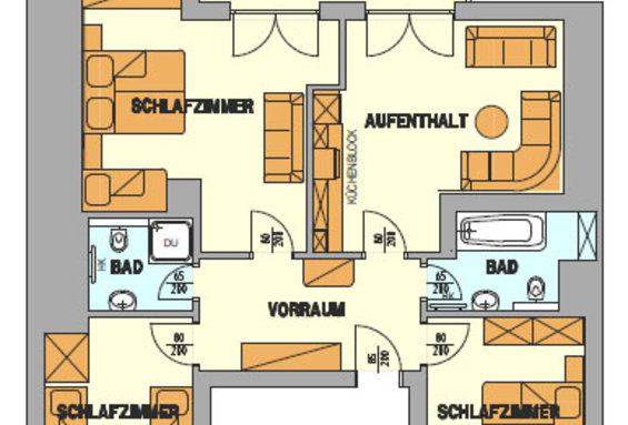 Floor plan of Talbahn apartment 3 in the Hotel Garni Zerza in Nassfeld