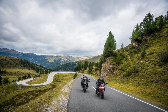Nockalm road by motorcycle at Nassfeld