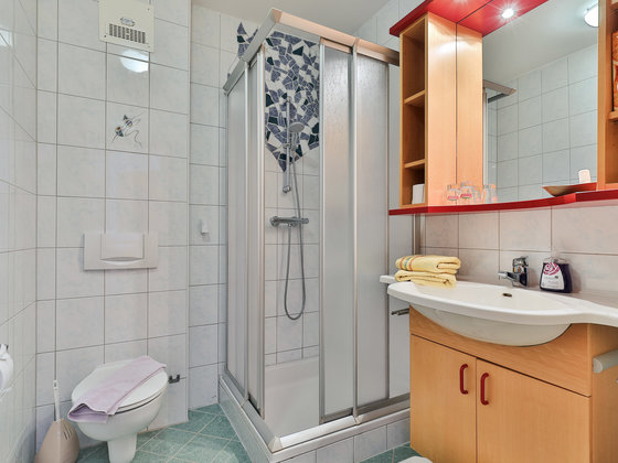 Bathroom in Apartment 1 at Hotel Garni Zerza.