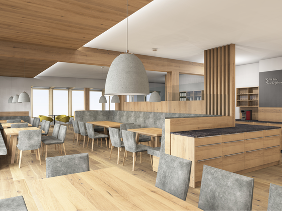 Rendering of the Vista restaurant with a breakfast room.