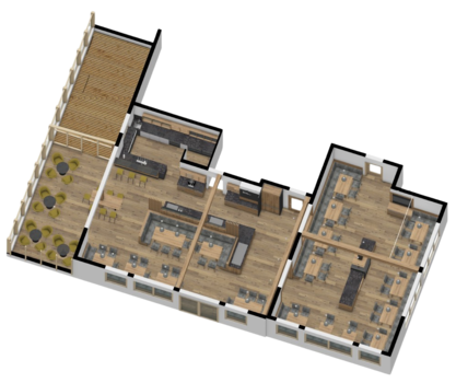Rendering of the Vista restaurant with a breakfast room.