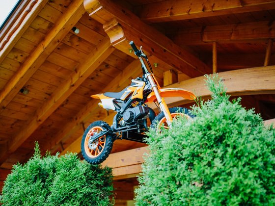 Motorcycle on the roof at Hotel Garni Zerza