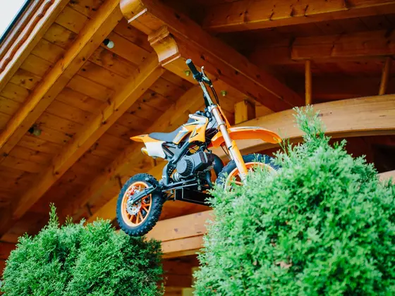 Motorcycle on the roof at Hotel Garni Zerza