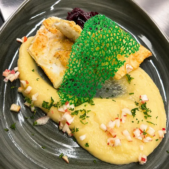 Fish dish at Vista Restaurant. Fish dish at Vista Restaurant.