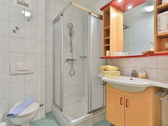 Bathroom in Apartment 2 at Hotel Garni Zerza.