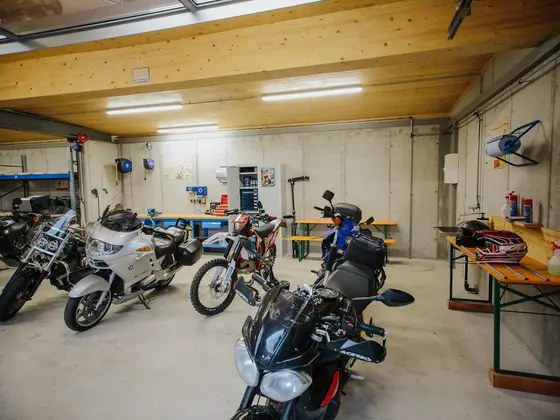 Motorcycle garage at Hotel Garni Zerza