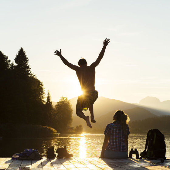 Summer evening on Lake Presseggersee not far from the Zerza bed and breakfast