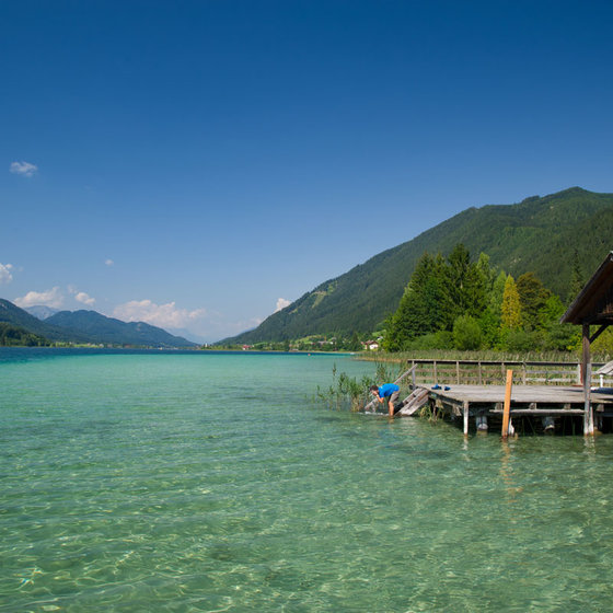 Weissensee in summer, not far from the Zerza bed and breakfast in Carinthia
