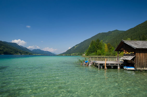 Weissensee in summer at Nassfeld.