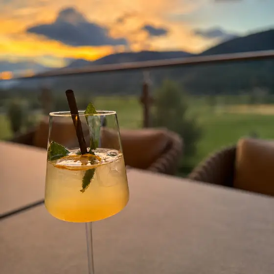 An aperitif on the terrace at Vista Restaurant. An aperitif on the terrace at Vista Restaurant.