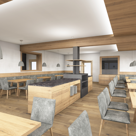 Rendering of the new breakfast room at Hotel Garni Zerza.