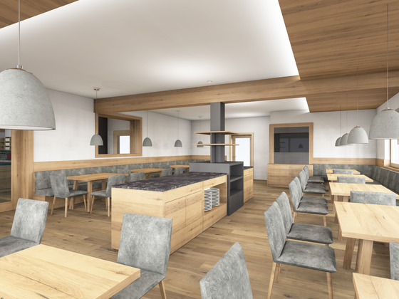 Rendering of the new breakfast room at Hotel Garni Zerza.