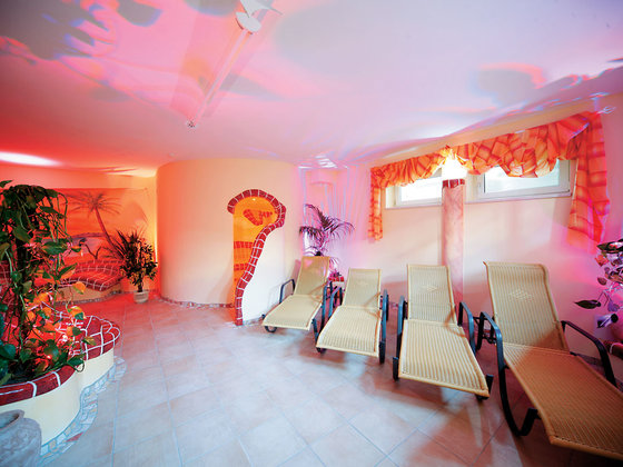 Loungers in the wellness area at Hotel Garni Zerza