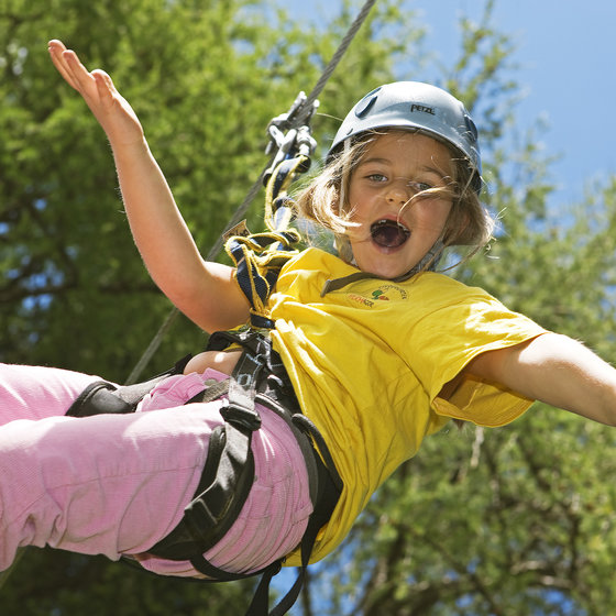 Child on the Flying Fox at Nassfeld.
